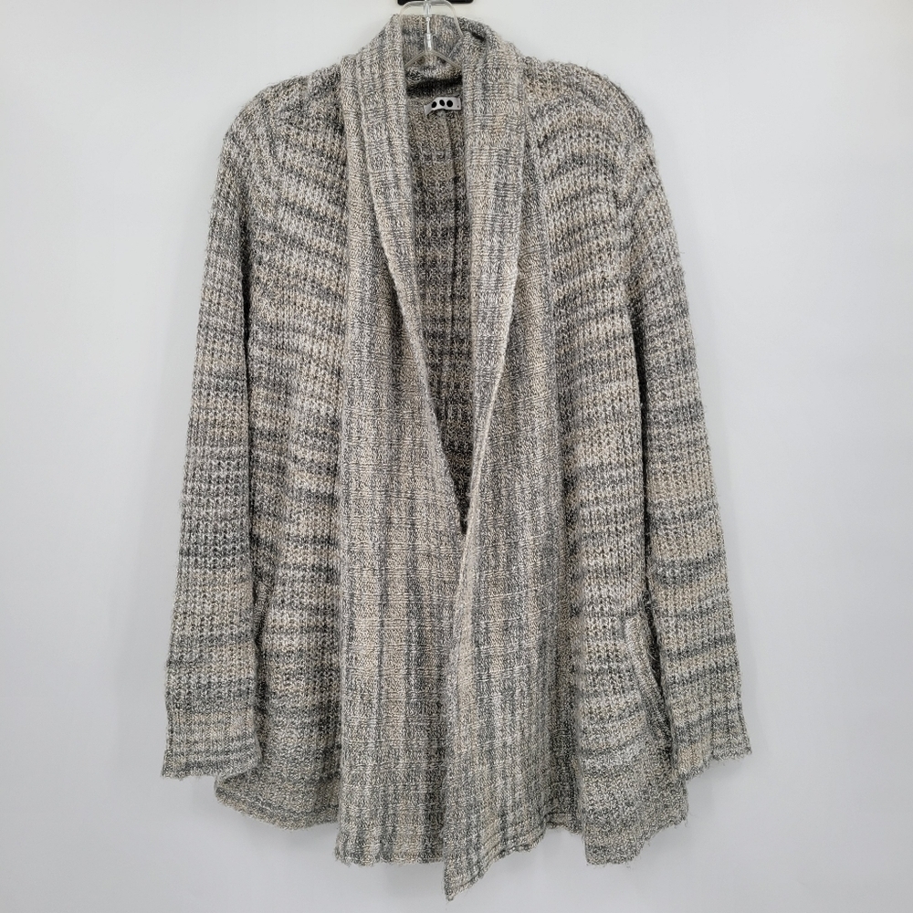 Three Dots Women's Grey Open Front Cardigan With Pockets